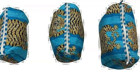 tig blue block print toiletry pouch set (set of 3) detail view 2